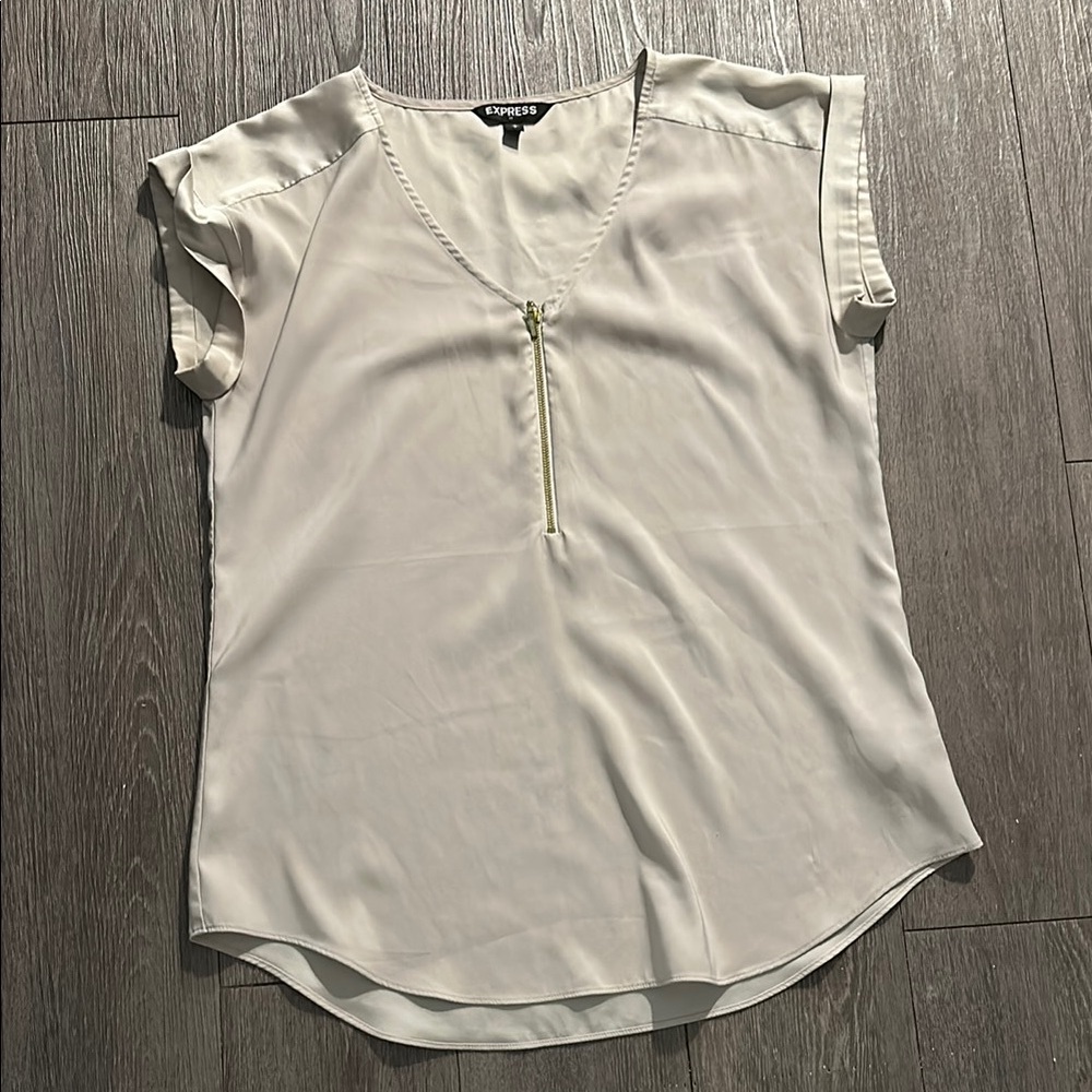 Express Cream Blouse Relaxed Short Sleeve